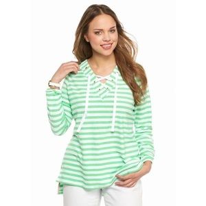 Crown & Ivy Green and White Stripe Lace Up…